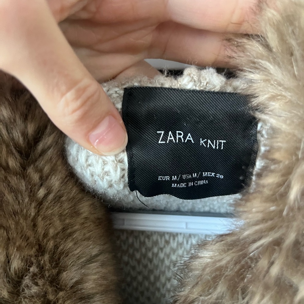 Zara Cape Sweater with Faux Fur Collar | Cozy Cottagecore | Size Medium - Picture 2 of 5